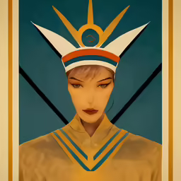 an illustration of a woman with an umbrella headgear