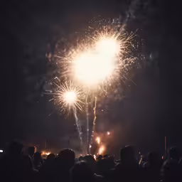 people are looking at colorful fireworks being lit