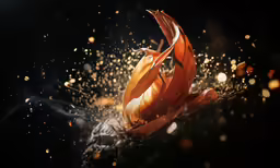 an orange flower splashing in the air