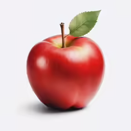 an apple with leaf still has a bite taken out