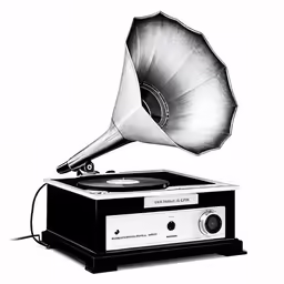 an old fashioned record player with an ampil