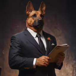 a dog dressed in a suit and tie