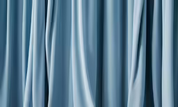 curtains with light blue drapes are lined up