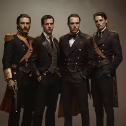 four men in military uniforms standing side by side