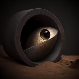 a circular object has a big eye in it