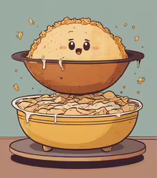 a large bowl with some food in it,there is a large bowl on top of a table