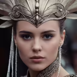 the beautiful woman is dressed in an intricate outfit