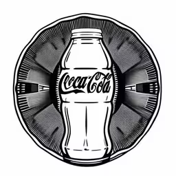 the logo for an beverage company, the coca cola is shown,a vintage style logo of a soda bottle,a drawing of a coca cola logo,an old fashioned logo for a soft drink company,the coca cola logo is shown here in this black and white illustration