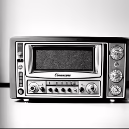 a black and white photo of a radio