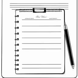 a blank notepad with an open pen