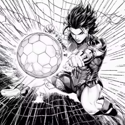 an ink drawing of the character wondergirl holding a soccer ball