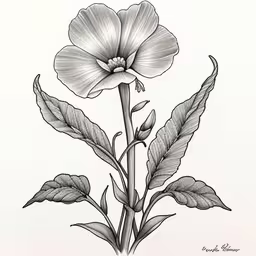 drawing - beautiful white flower by carol clark,the pencil drawing shows two flowers with leaves