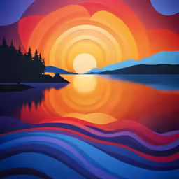 an image of an abstract sunset with ocean waves