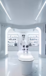 the futuristic room has multiple types of electronic equipment on it