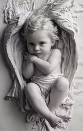 a young baby in a blanket is pictured on the wall