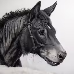 this is an image of a black and white horse