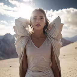 a woman that is wearing some kind of white shirt