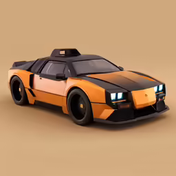 a yellow sports car with two lights on it