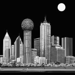 a drawing of a city with tall buildings