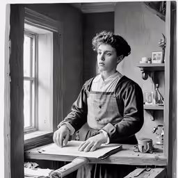 a vintage image of a man in a kitchen