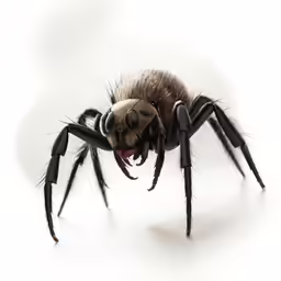 a small spider is eating something out of the ground