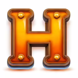 an image of a golden letter h