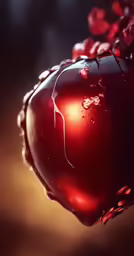 a close up of an apple with some water drops
