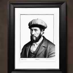 an image of a man with a beard in a black frame
