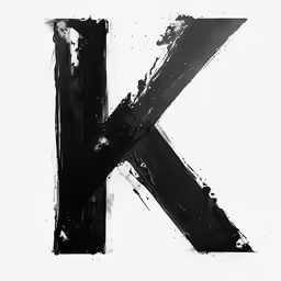 black and white photograph of a letter k