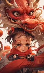 the character is wearing an elaborate helmet with horns and other accessories