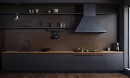 an interior shot of a kitchen with lots of counter space