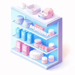 there is a small toy display case with a shelf