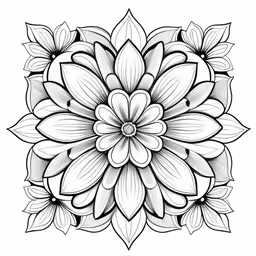 a drawing of a flower with leaves,the flower has many petals in it