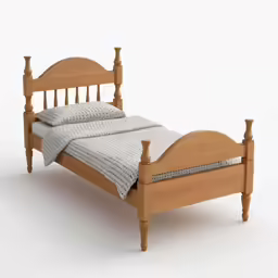 the model bed is made and has no sheets