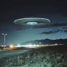 a view of a large object in the sky at night