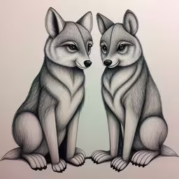 two animals sitting next to each other in a room
