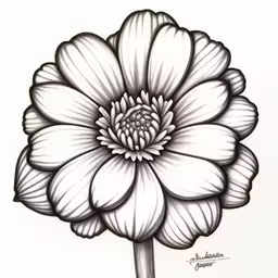 a drawing of a flower on a white background,a sketch of a flower that is white and has very many flowers