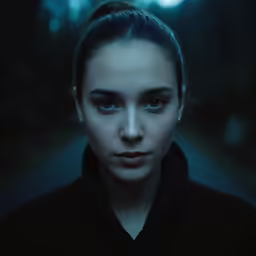 a woman with makeup on posing in front of the camera