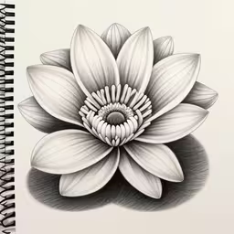 a white flower is shown on a notebook