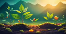 some small plants sprout out from the ground
