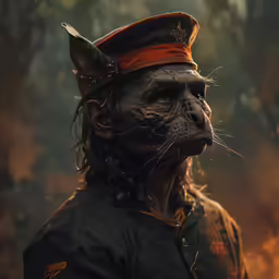 a large creature wearing an odd looking hat in the woods