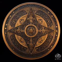 a metal plate has a geometric design on it