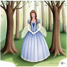 an illustration of a girl in a blue dress
