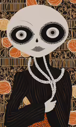 an illustration of a woman with a panda face