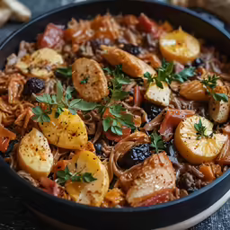 a dish filled with pasta and vegetables on a table
