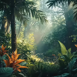 a jungle is surrounded by green vegetation