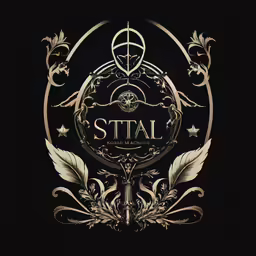 an emblem with a star, a cross, and two wings in a ring