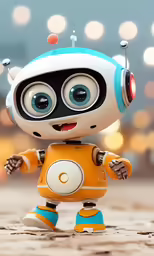 a robot is holding something and smiling for the camera
