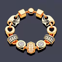 golden metal bracelet with small white and yellow stones