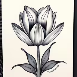a large black and white floral on a white paper